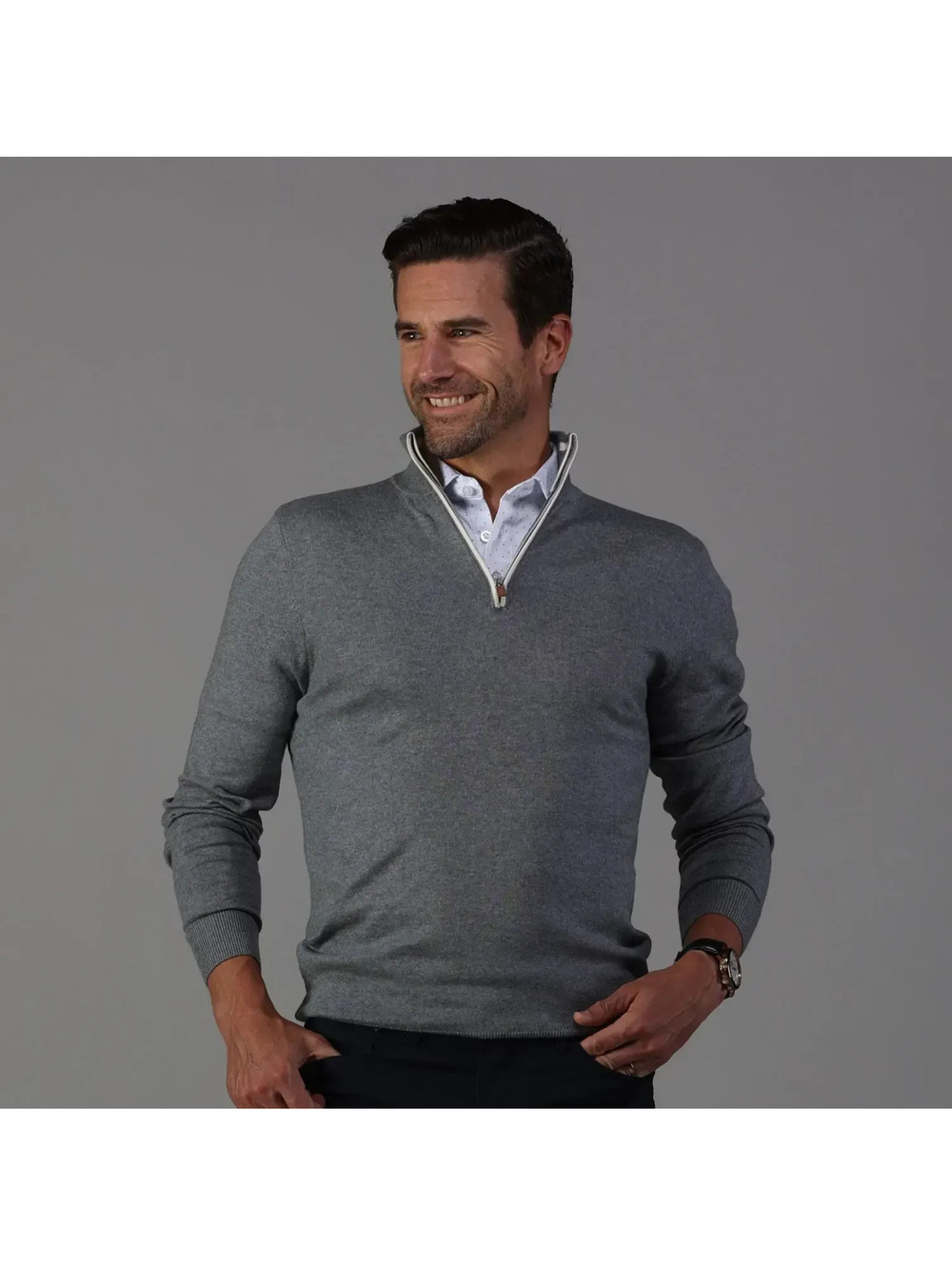 Collars & Co. NWOT Luxury Cotton and Cashmere Quarter Zip Sweater - Size Large